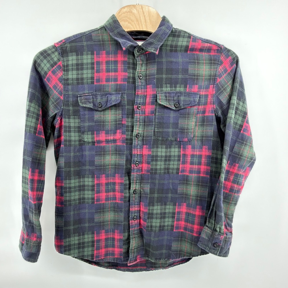 American Eagle Flannel Shirt Mens XL Green Red Blue Black Plaid Cotton
